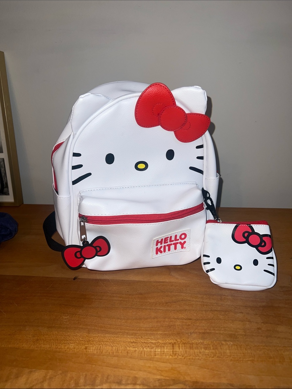 Hello Kitty White and Red mini Backpack with Matching Pouch